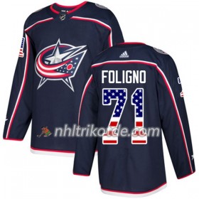 Blue Jackets Trikot Nick Foligno 71 Adidas 2017-2018 Marineblau USA Flag Fashion Authentic - Herren